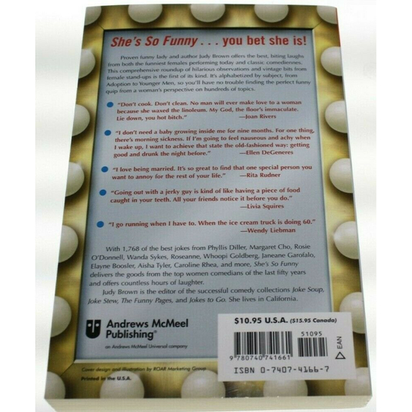 SHE'S SO FUNNY: 1,768 OF BEST JOKES FROM WOMEN COMEDIANS By Judy Brown Like New - Picture 2 of 2